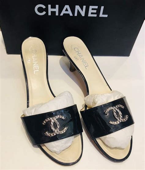 chanel sandal heels c and in front patent|chanel sandals cc logo.